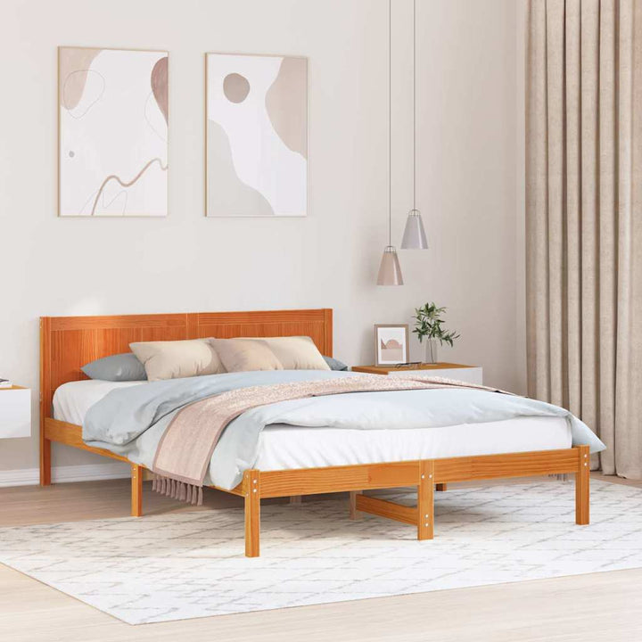Sengestel Brun 150 x 200 cm Massivt fyrretræ