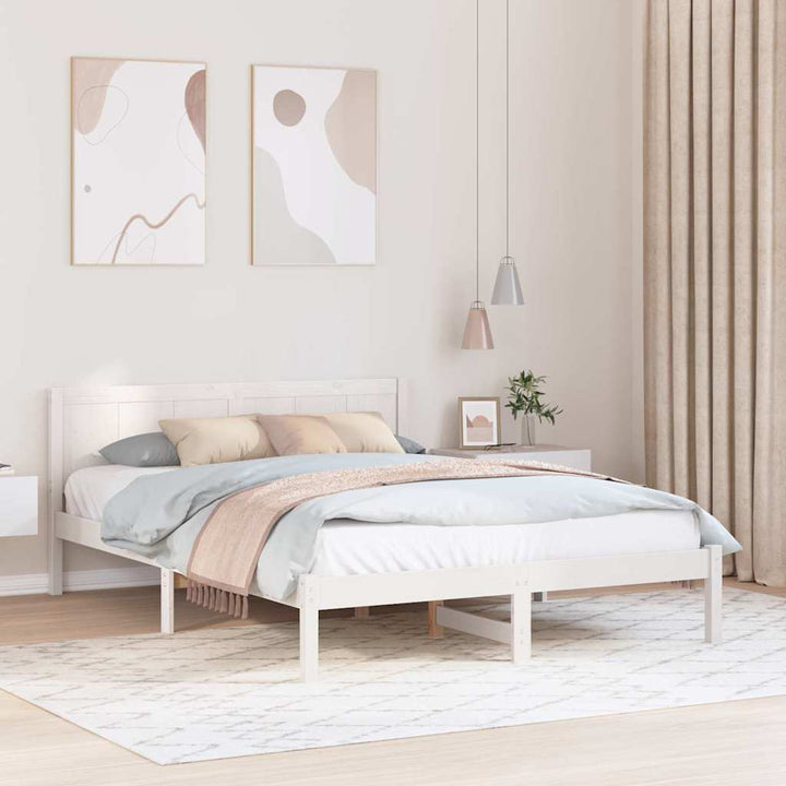 Sengestel Hvid 140 x 200 cm Massivt fyrretræ