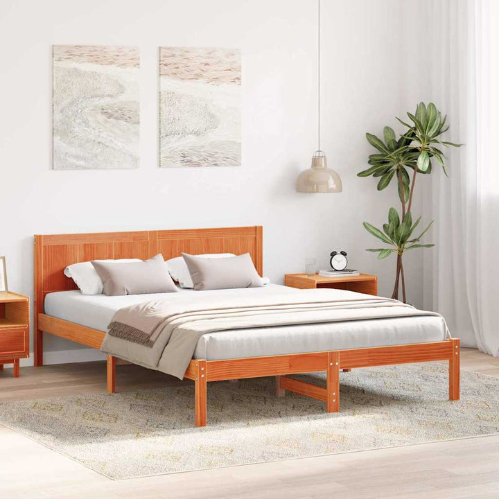 Sengestel Brun 140 x 200 cm Massivt fyrretræ