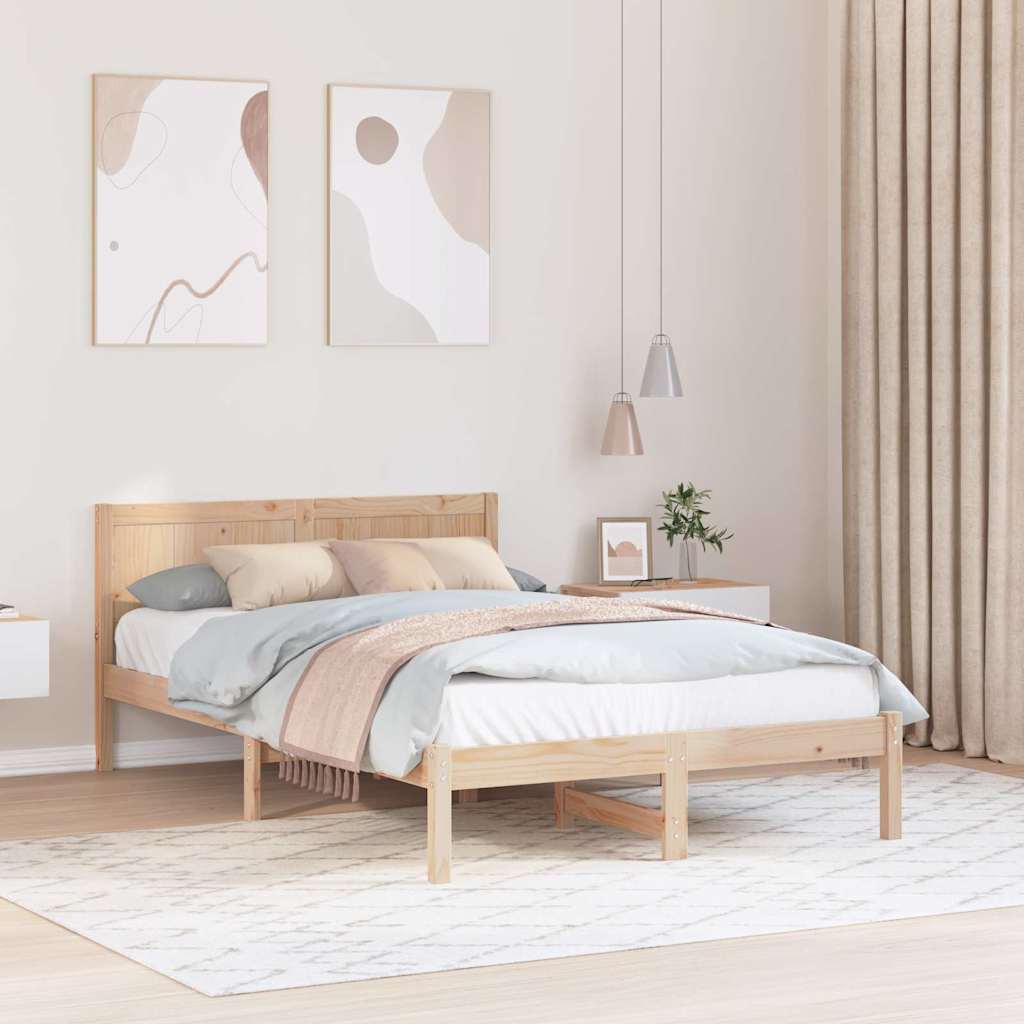 Sengestel Brun 140 x 190 cm Massivt fyrretræ