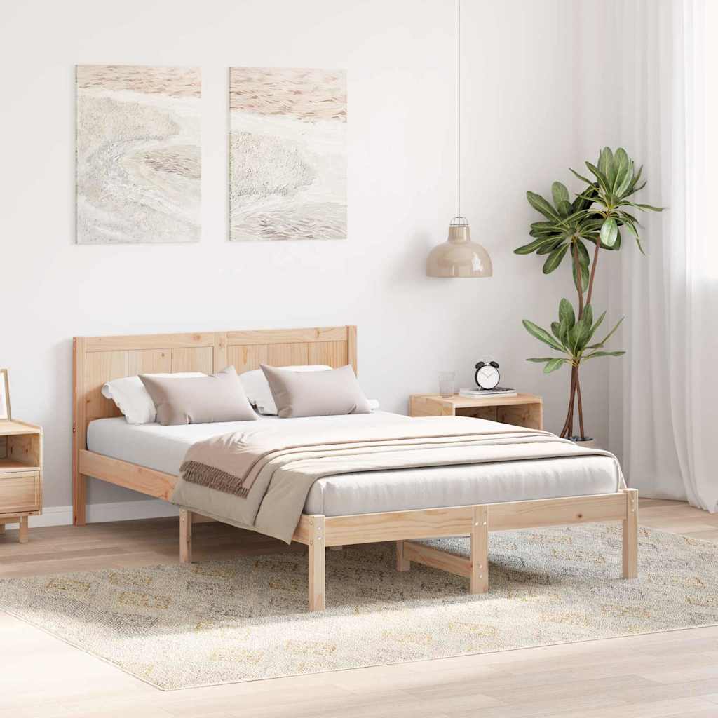Sengestel Brun 140 x 190 cm Massivt fyrretræ