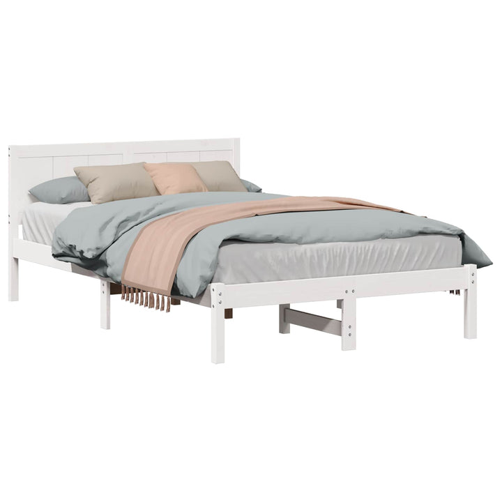 Sengestel Hvid 140 x 190 cm Massivt fyrretræ