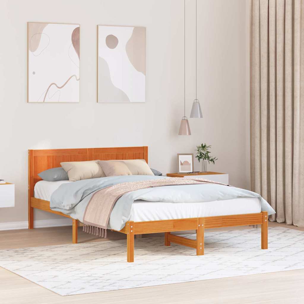 Sengestel Brun 140 x 190 cm Massivt fyrretræ