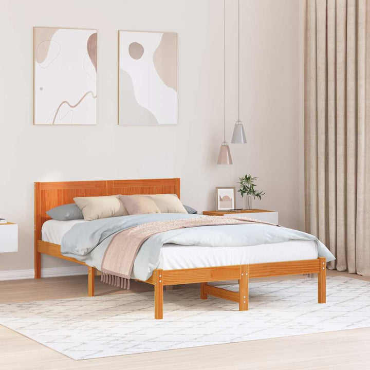 Sengestel Brun 140 x 190 cm Massivt fyrretræ