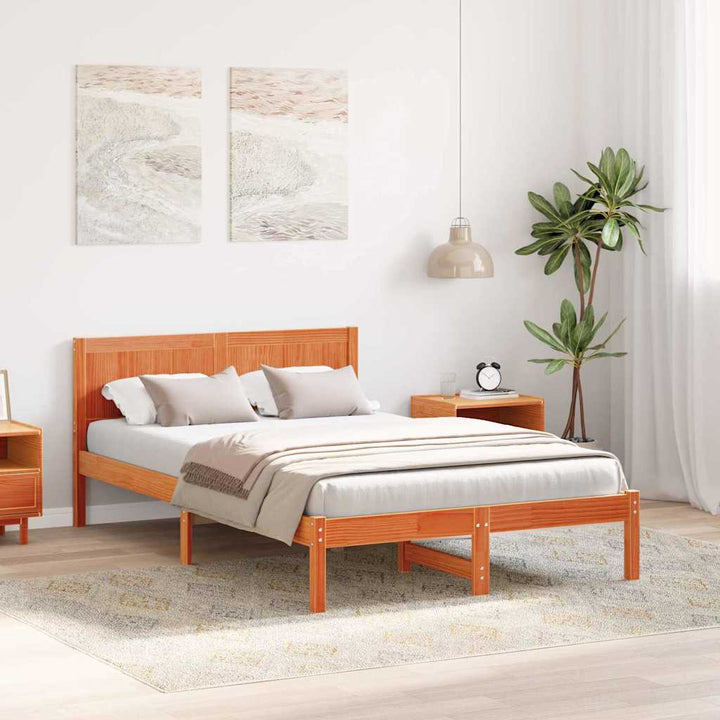 Sengestel Brun 140 x 190 cm Massivt fyrretræ