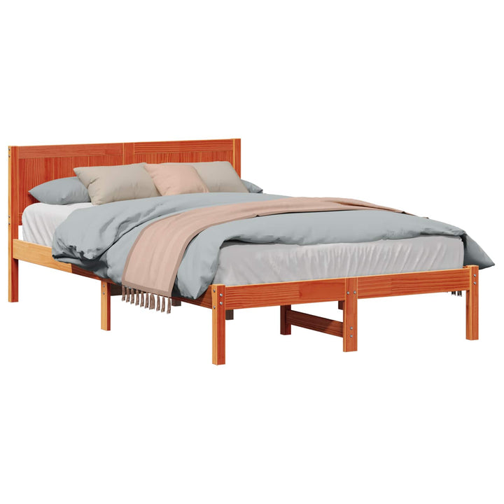 Sengestel Brun 140 x 190 cm Massivt fyrretræ