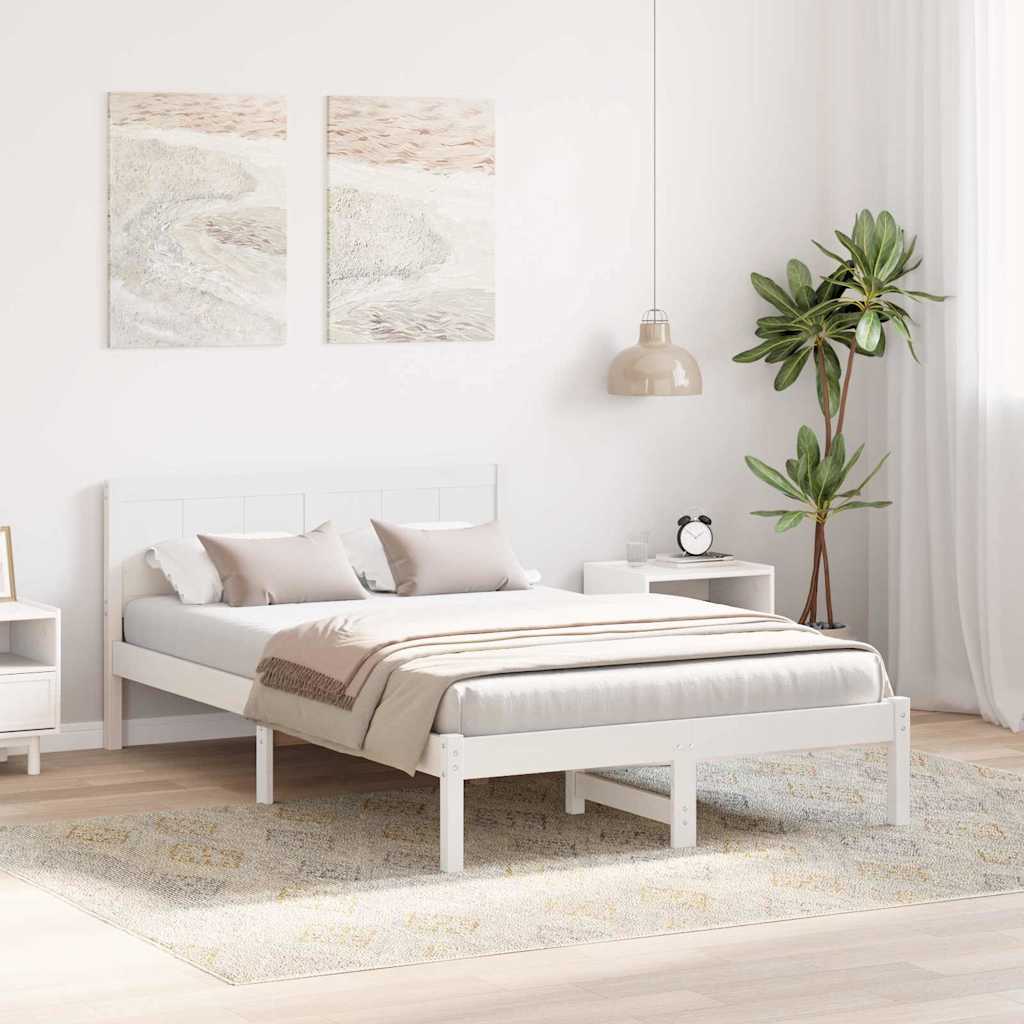 Sengestel Hvid 135 x 190 cm Massivt fyrretræ