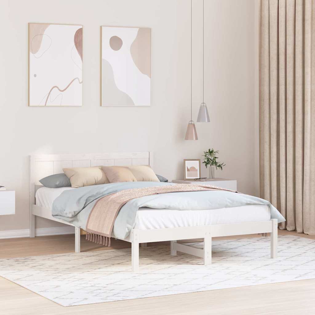 Sengestel Hvid 120 x 190 cm Massivt fyrretræ