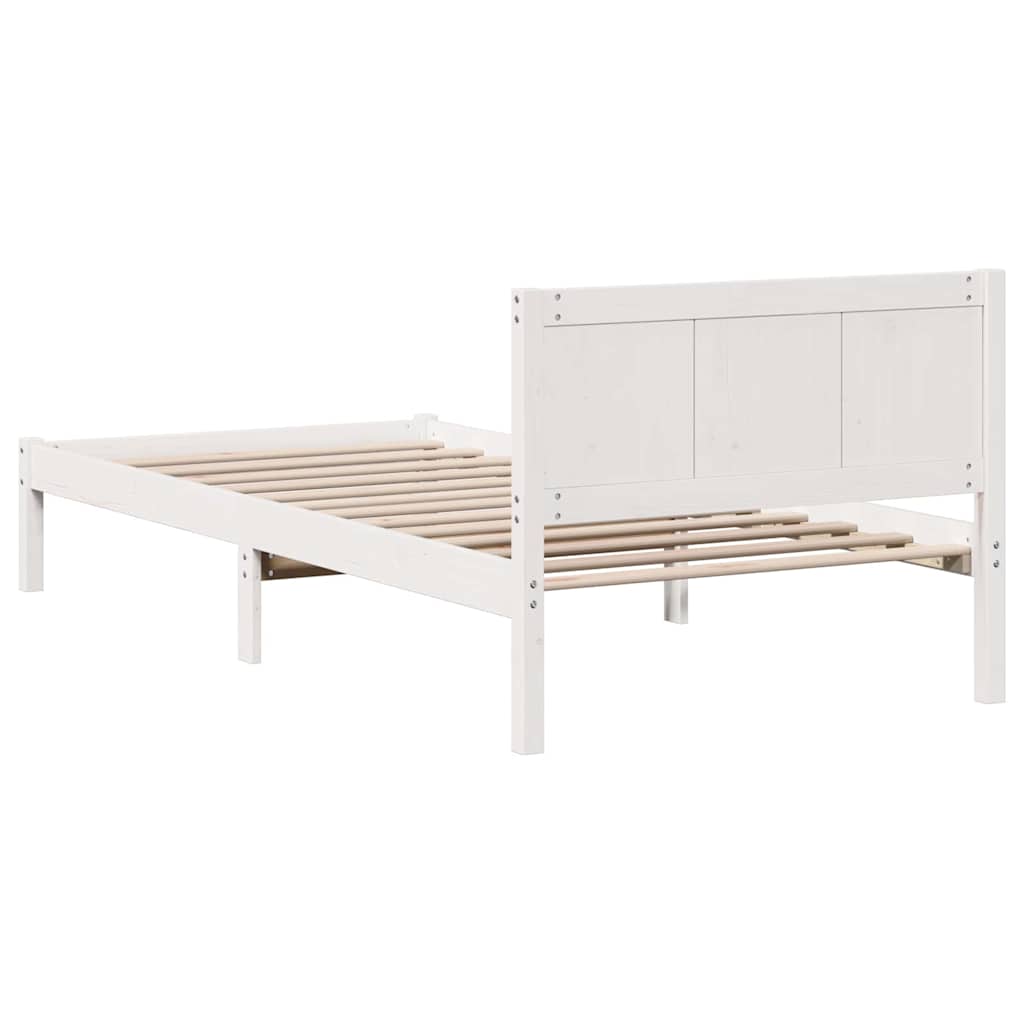 Sengestel Hvid 75 x 190 cm Massivt fyrretræ