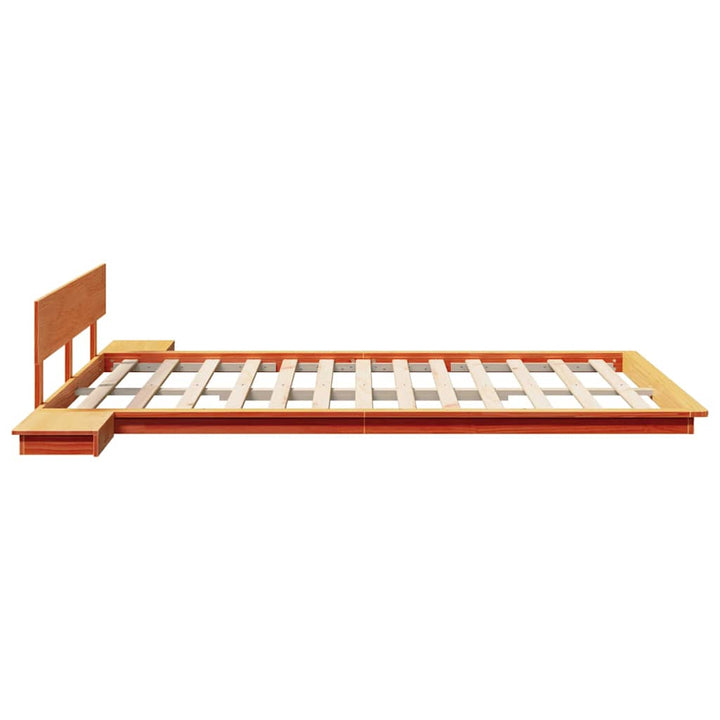 Sengestel med hovedgærde med opbevaring Brun 140 x 200 cm træ
