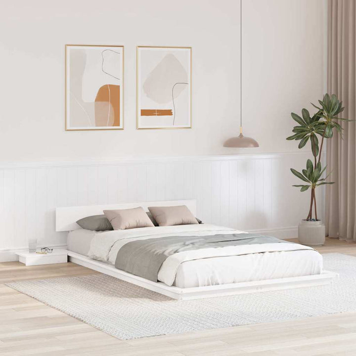 Sengestel med hovedgærde med opbevaring Brun 135 x 190 cm træ