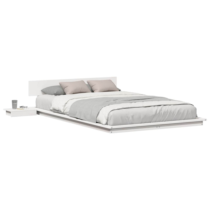Sengestel med hovedgærde med opbevaring Brun 135 x 190 cm træ
