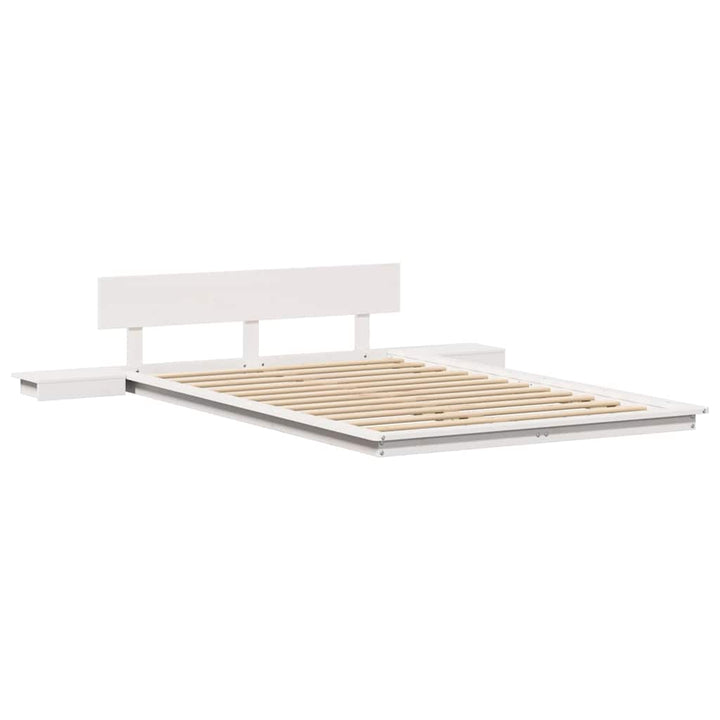 Sengestel med hovedgærde med opbevaring Brun 135 x 190 cm træ