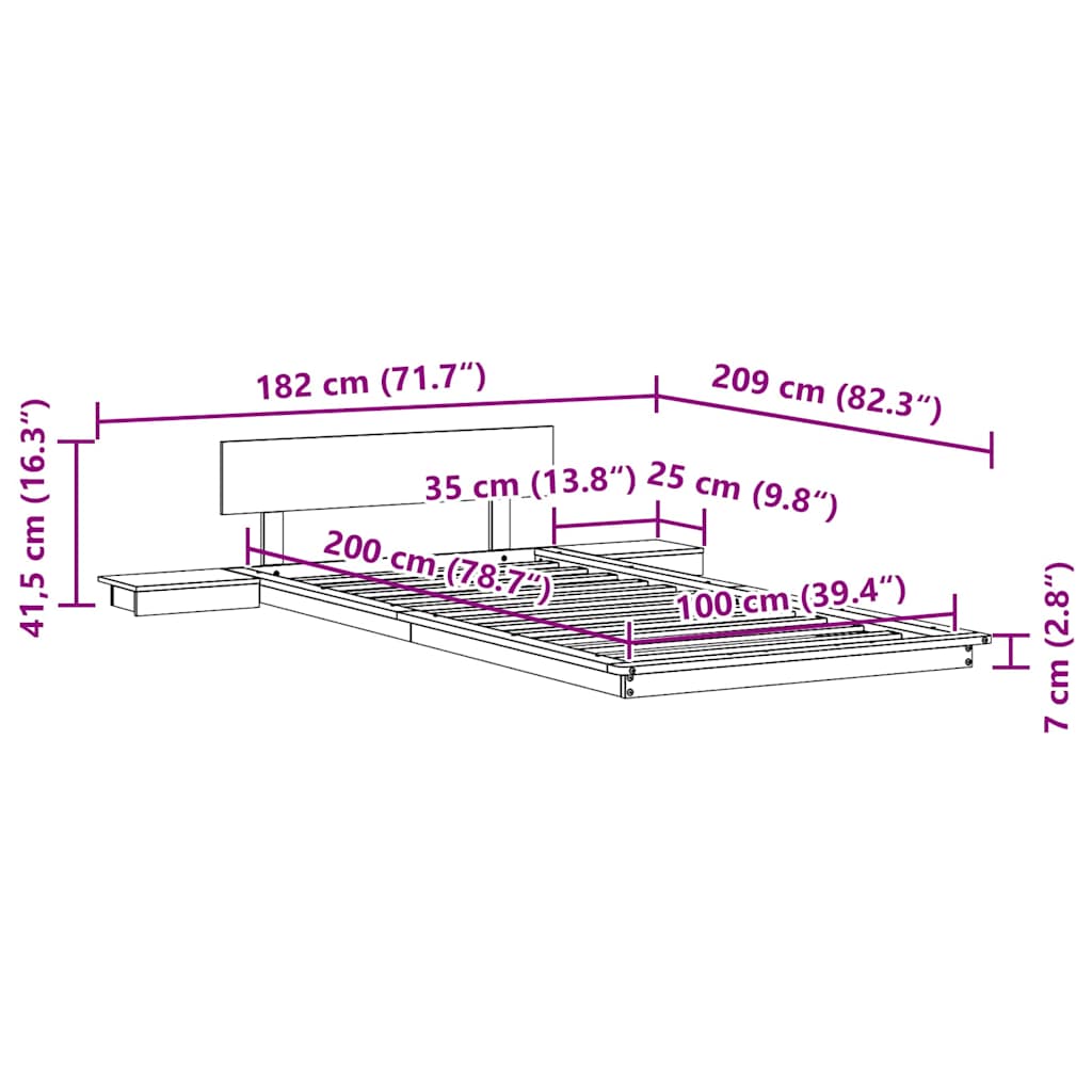Sengestel Brun 100 x 200 cm træ