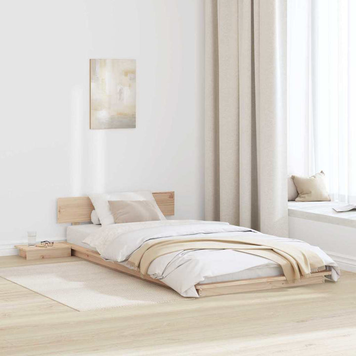 Sengestel med hovedgærde med opbevaring Brun 90 x 200 cm træ