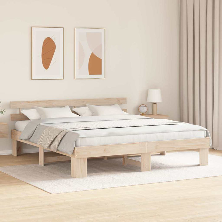 Sengestel Naturfarvet 180 x 200 cm Massiv fyrretræ