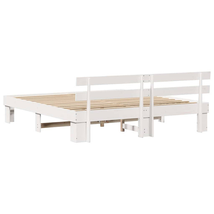 Sengestel med hovedgærde Hvid 180 x 200 cm Massiv fyrretræ