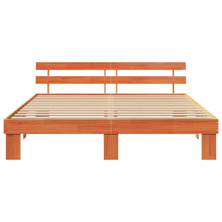 Sengestel med hovedgærde Voks brun 180 x 200 cm Massiv fyrretræ