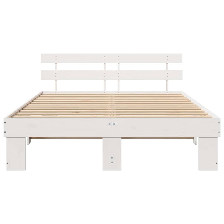 Sengestel med hovedgærde Hvid 160 x 200 cm Massiv fyrretræ
