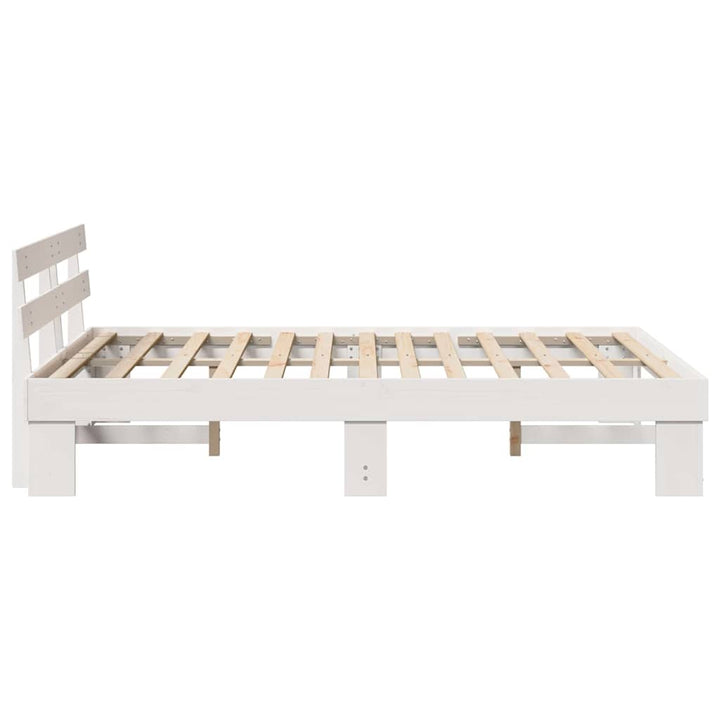 Sengestel med hovedgærde Hvid 160 x 200 cm Massiv fyrretræ