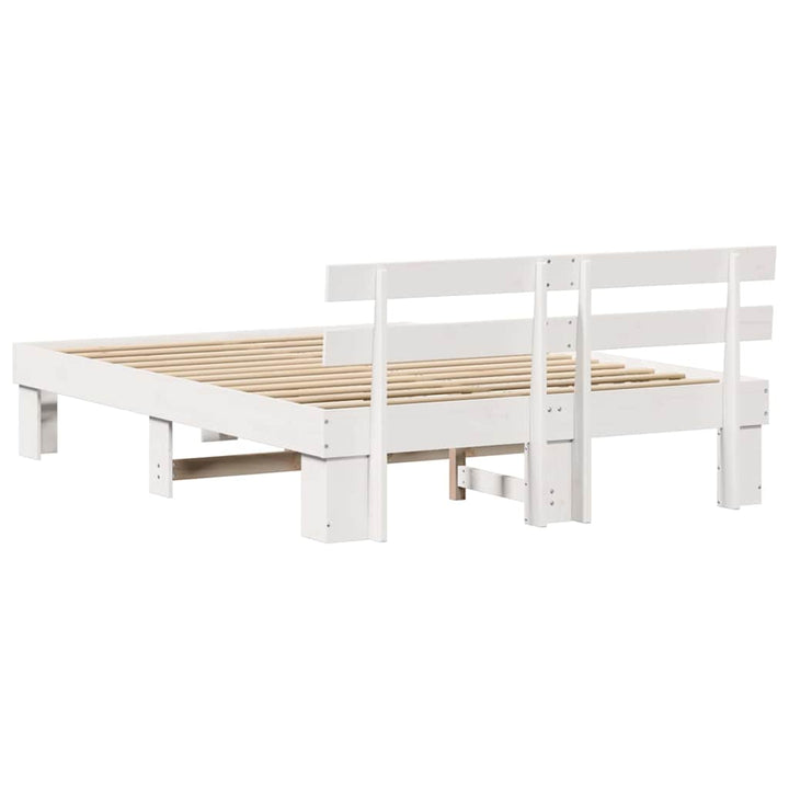 Sengestel med hovedgærde Hvid 150 x 200 cm Massiv fyrretræ