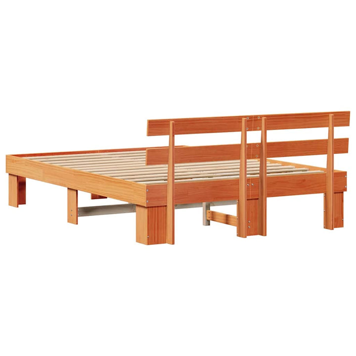Sengestel med hovedgærde Voks brun 150 x 200 cm Massiv fyrretræ