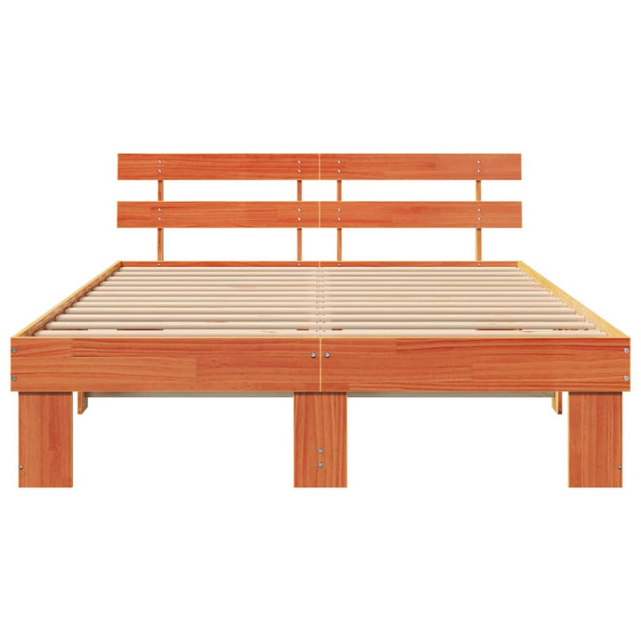 Sengestel med hovedgærde Voks brun 140 x 200 cm Massiv fyrretræ