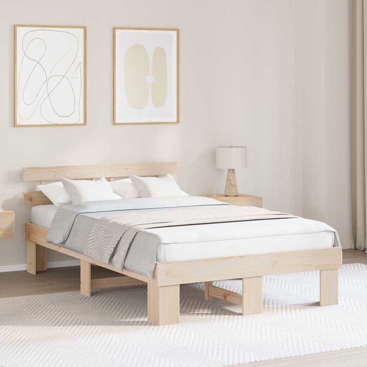 Sengestel Naturfarvet 140 x 190 cm Massiv fyrretræ