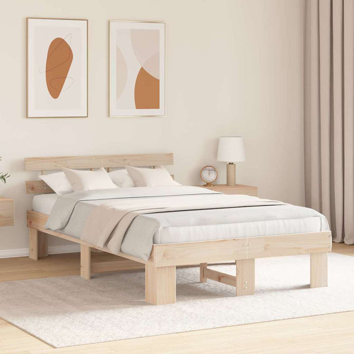 Sengestel Naturfarvet 140 x 190 cm Massiv fyrretræ