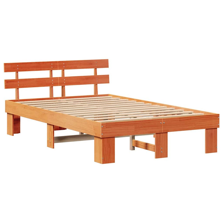 Sengestel med hovedgærde Voks brun 140 x 190 cm Massiv fyrretræ