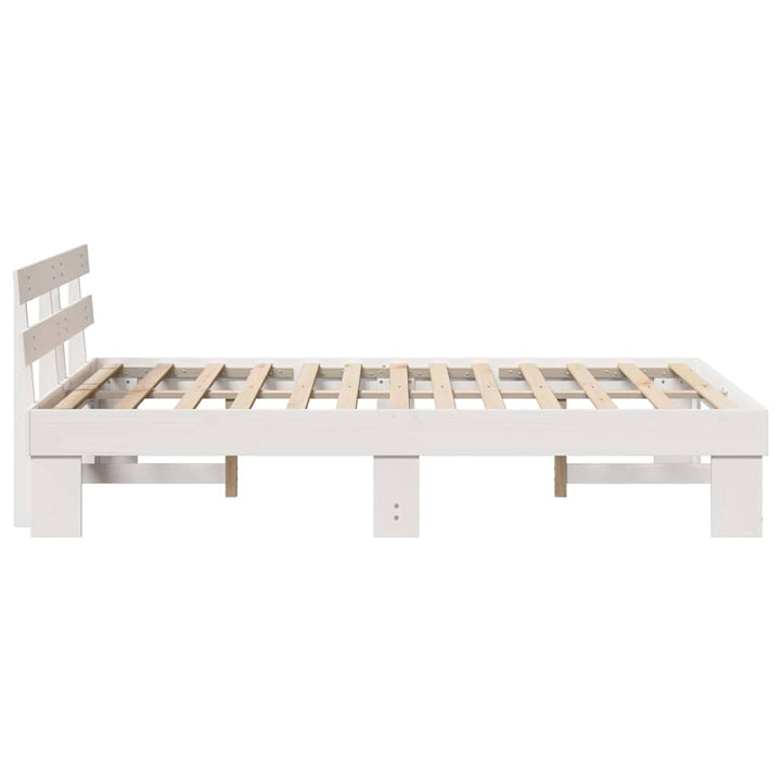 Sengestel med hovedgærde Hvid 135 x 190 cm Massiv fyrretræ
