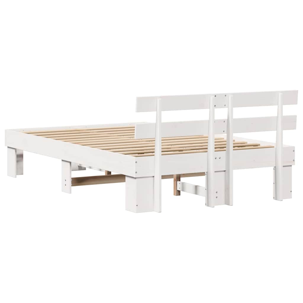 Sengestel med hovedgærde Hvid 120 x 190 cm Massiv fyrretræ