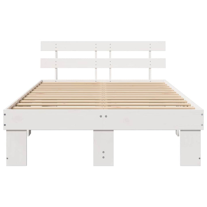 Sengestel med hovedgærde Hvid 120 x 190 cm Massiv fyrretræ