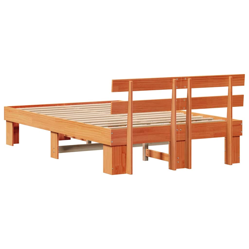 Sengestel med hovedgærde Voks brun 120 x 190 cm Massiv fyrretræ