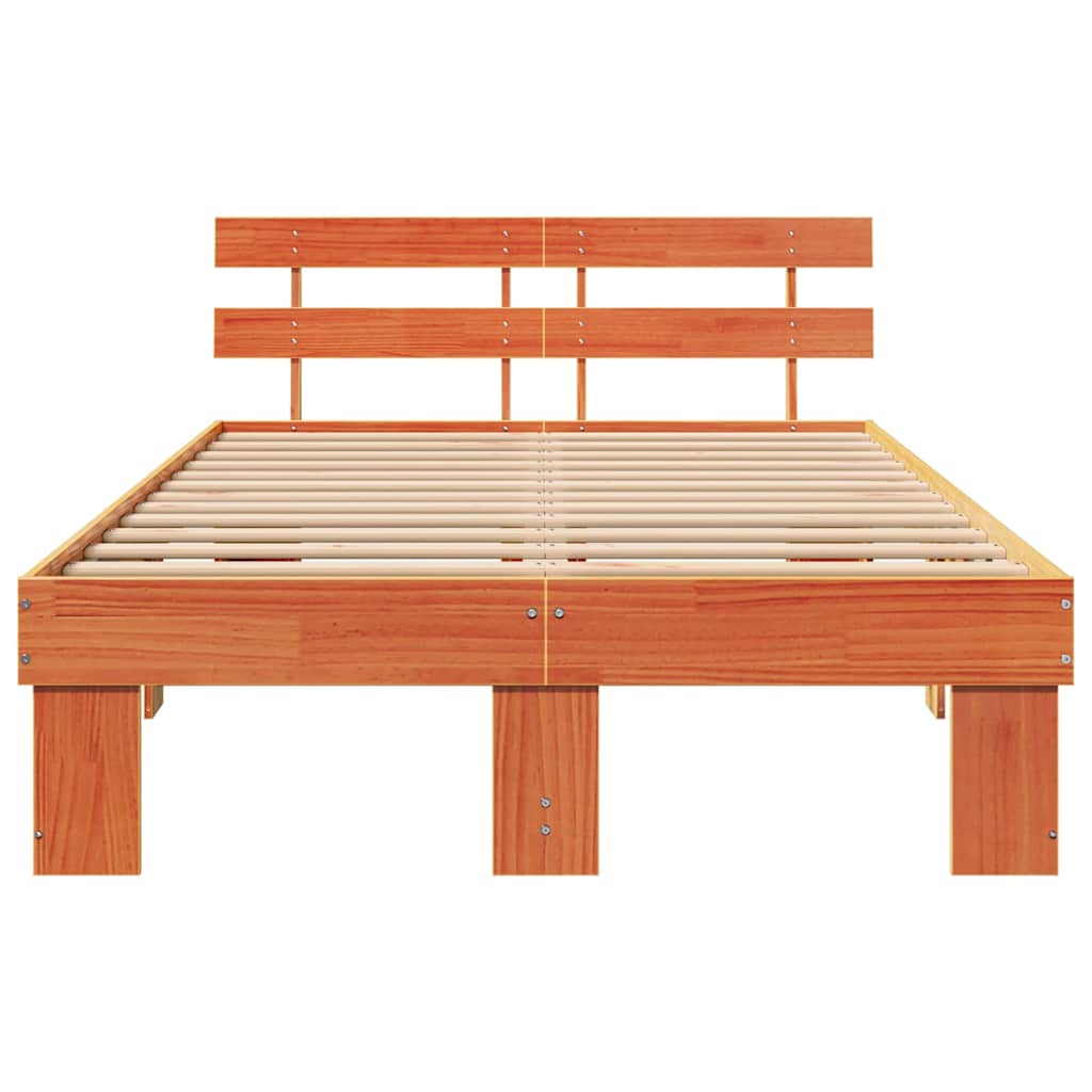 Sengestel med hovedgærde Voks brun 120 x 190 cm Massiv fyrretræ