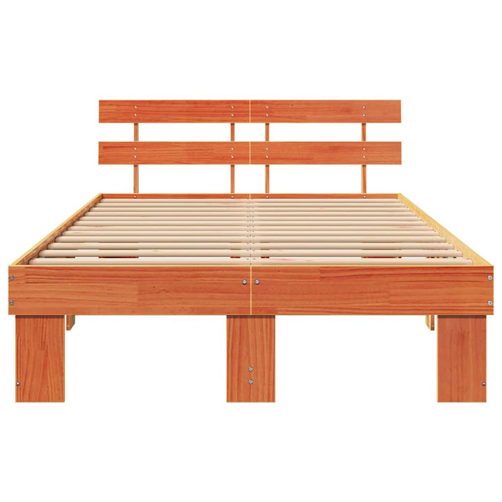 Sengestel med hovedgærde Voks brun 120 x 190 cm Massiv fyrretræ