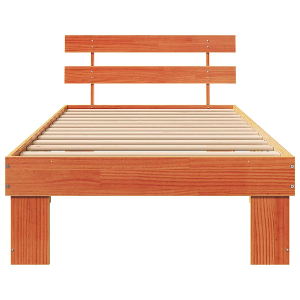 Sengestel med hovedgærde Voks brun 100 x 200 cm Massiv fyrretræ