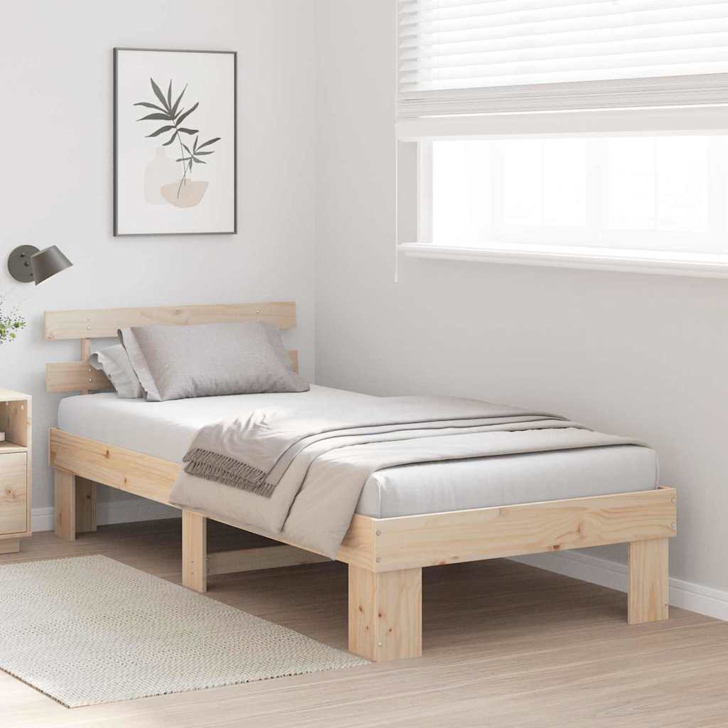 Sengestel Naturfarvet 90 x 200 cm Massiv fyrretræ