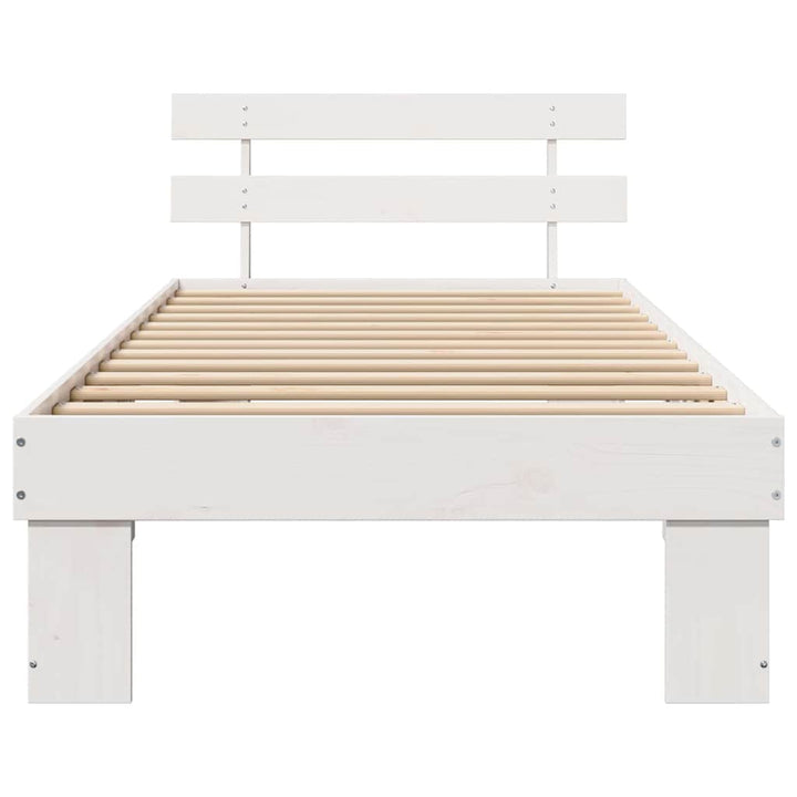 Sengestel med hovedgærde Hvid 80 x 200 cm Massiv fyrretræ