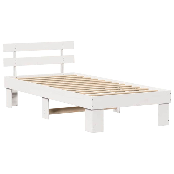 Sengestel med hovedgærde Hvid 90 x 190 cm Massiv fyrretræ