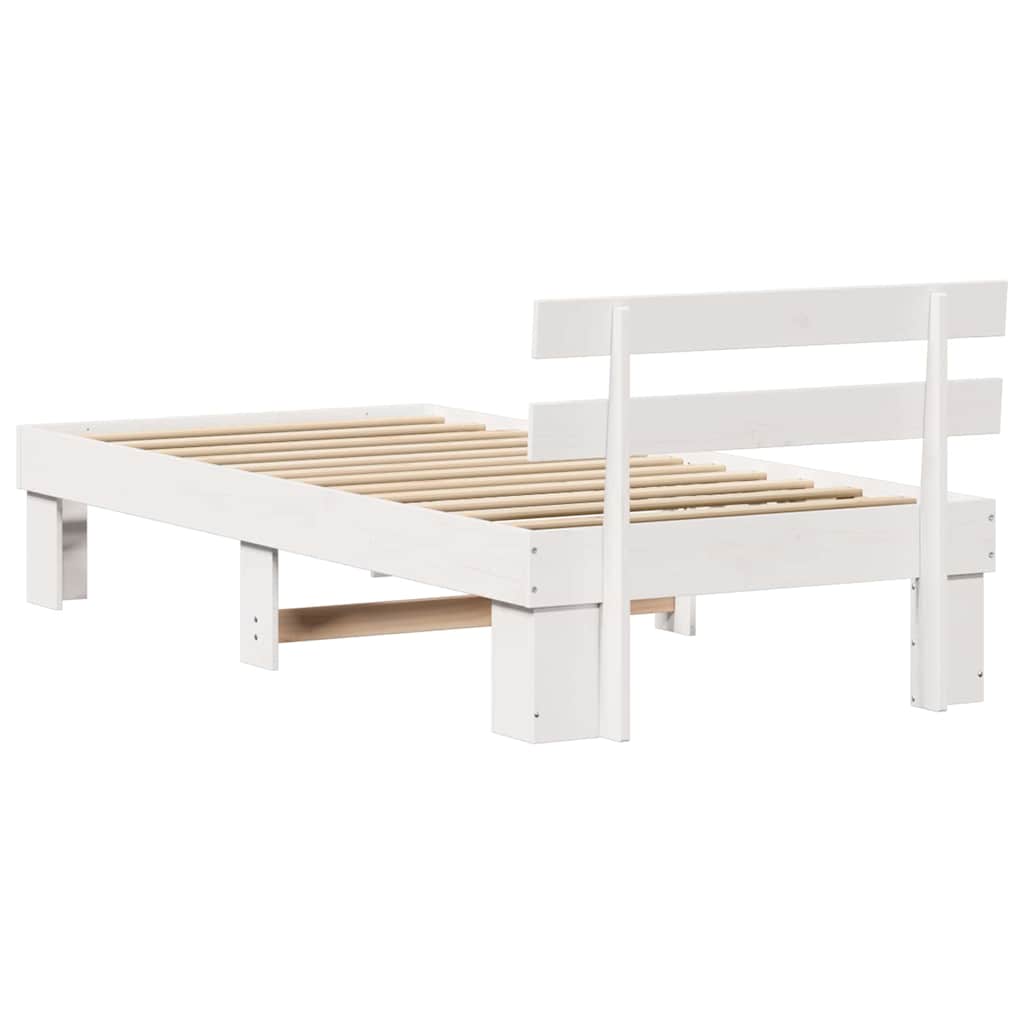 Sengestel med hovedgærde Hvid 90 x 190 cm Massiv fyrretræ