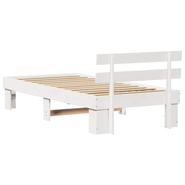 Sengestel med hovedgærde Hvid 75 x 190 cm Massiv fyrretræ