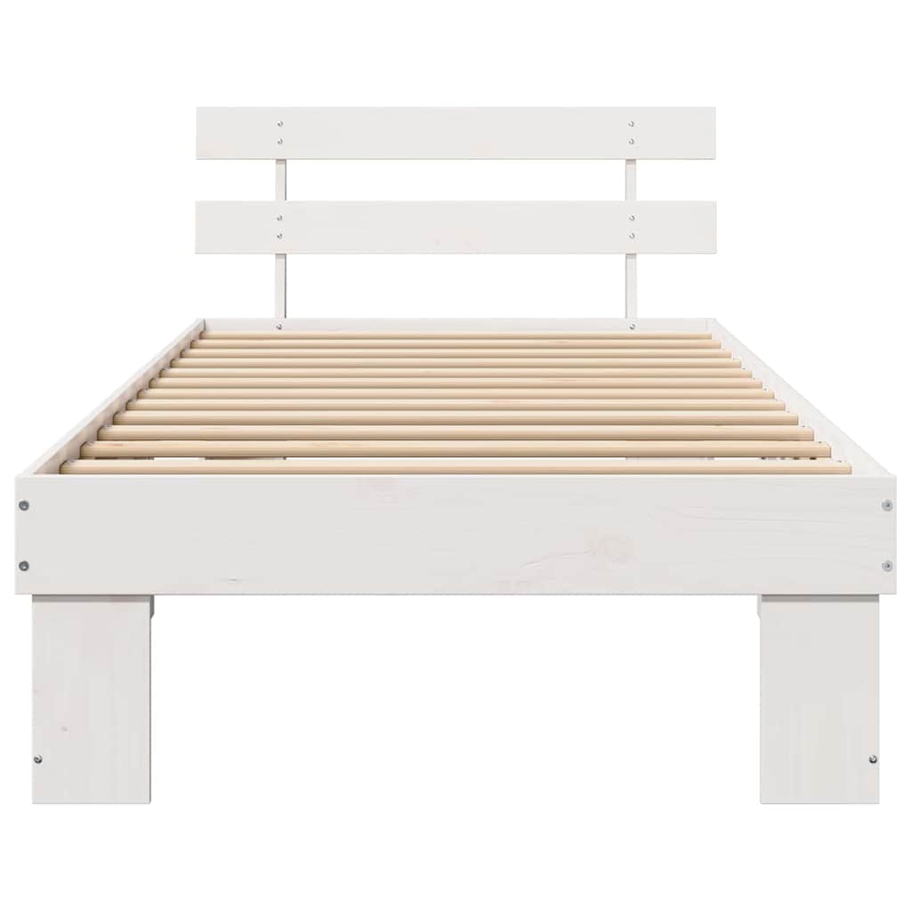 Sengestel med hovedgærde Hvid 75 x 190 cm Massiv fyrretræ