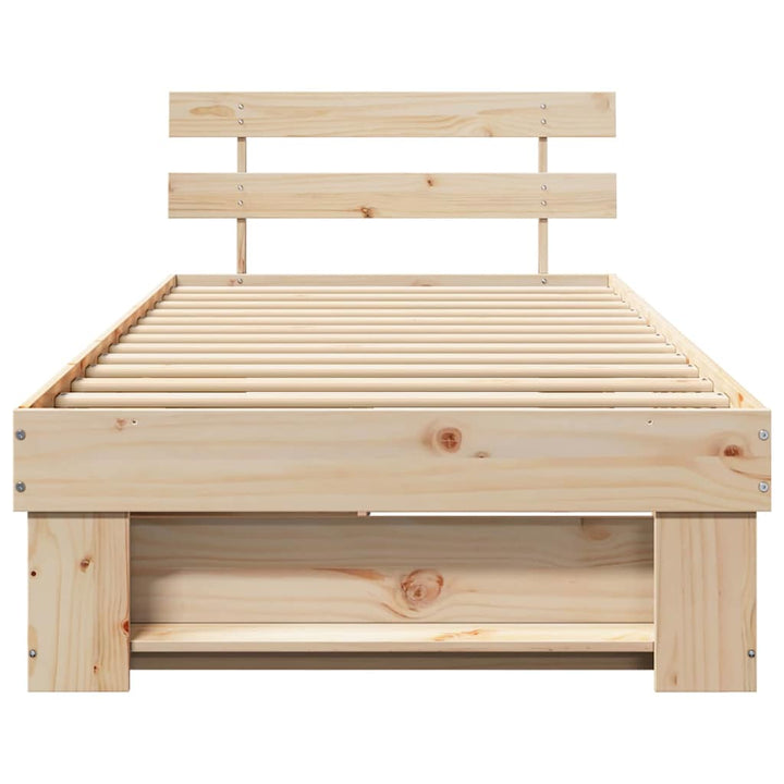 Sengestel med skuffe Naturfarvet 90 x 200 cm Massiv fyrretræ