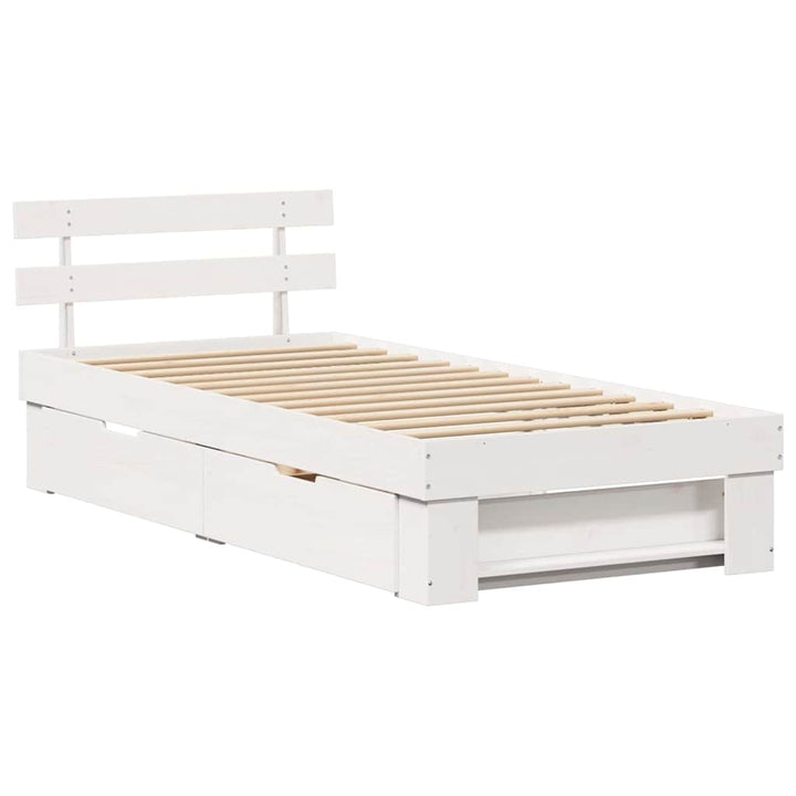 Sengestel med hovedgærde Hvid 80 x 200 cm Massiv fyrretræ