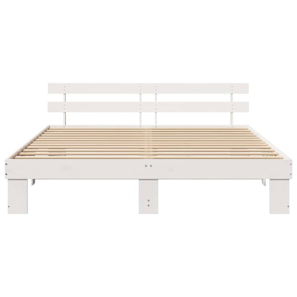 Sengestel med hovedgærde Hvid 180 x 200 cm Massiv fyrretræ