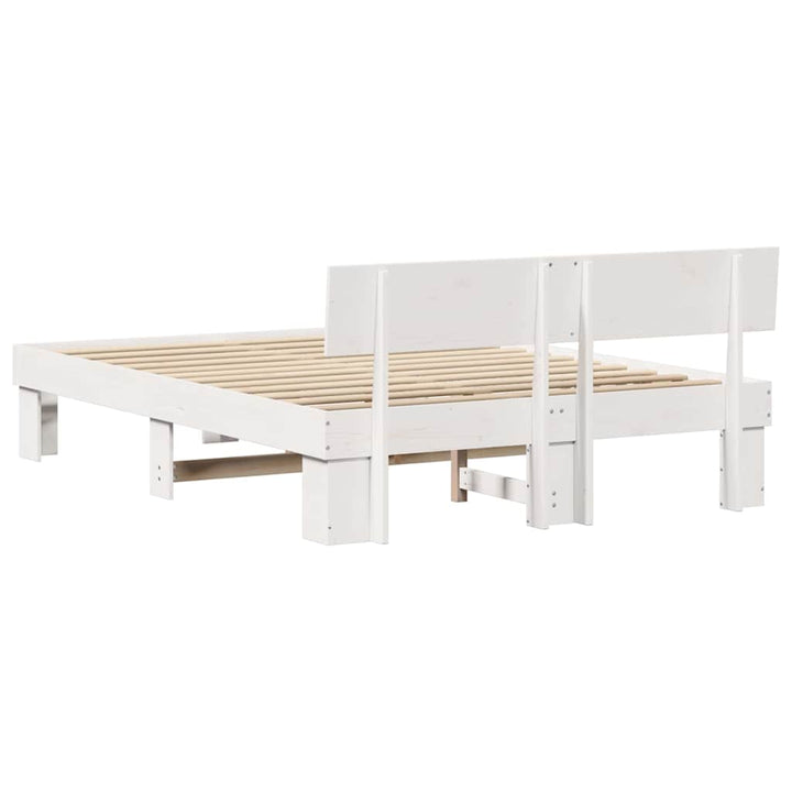 Sengestel med hovedgærde Hvid 150 x 200 cm Massiv fyrretræ