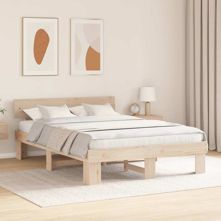 Sengestel Naturfarvet 140 x 200 cm Massiv fyrretræ