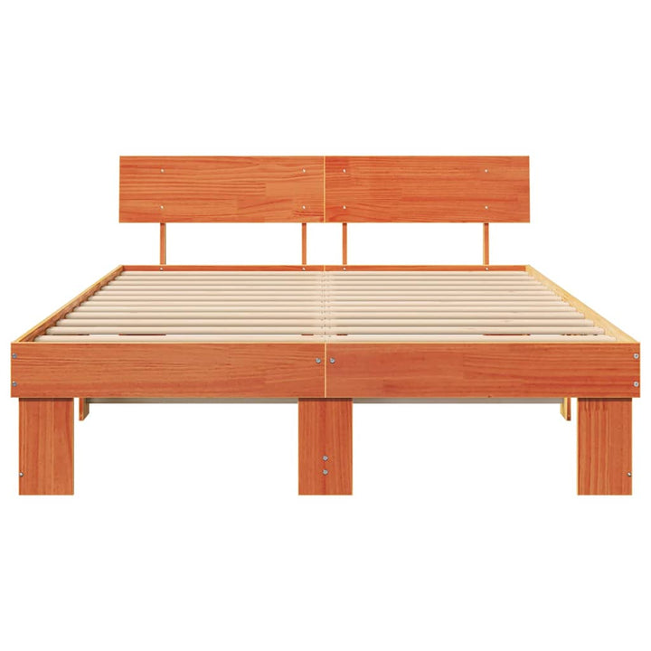 Sengestel med hovedgærde Voks brun 140 x 200 cm Massiv fyrretræ