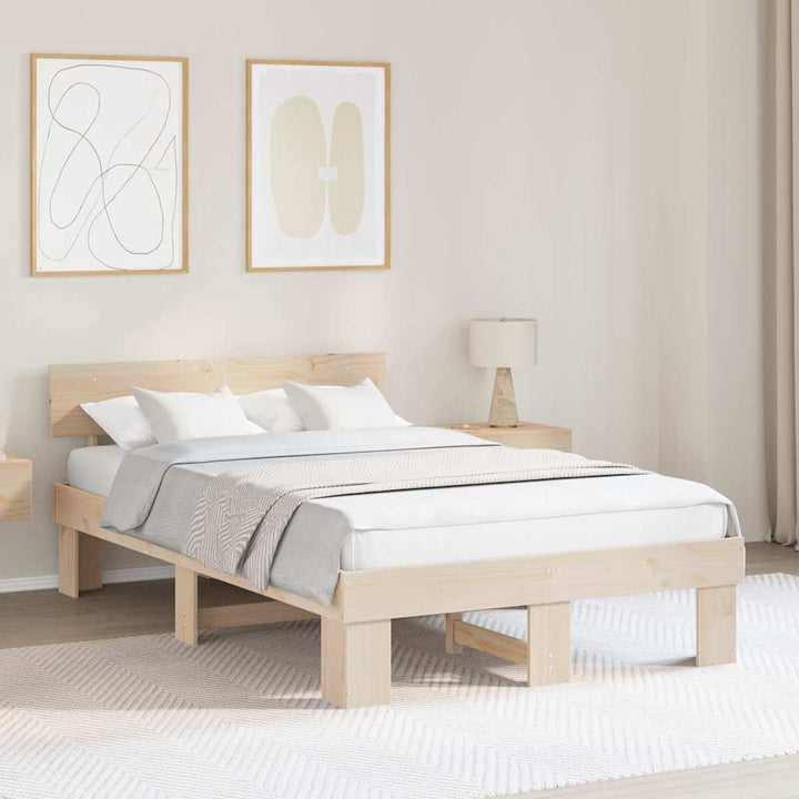 Sengestel Naturfarvet 140 x 190 cm Massiv fyrretræ